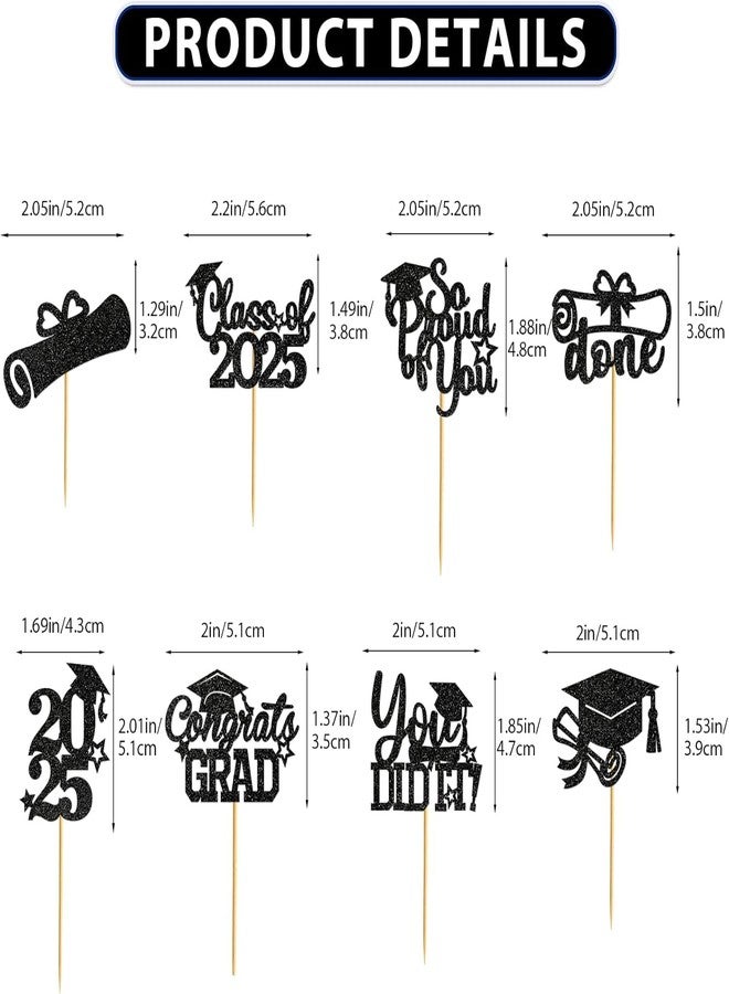 Incrizma Graduation Cupcake Toppers 2025 Graduation Decorations Class of 2025 Cupcake Picks Congrats Cupcake Toppers 2025 Congrats Party Decorations 2025 - Image 2